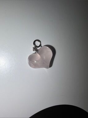 Rose Quartz Heart Pendant Charm - Pink Gemstone Necklace Accent